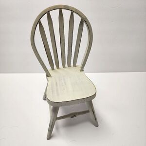 White Distressed Wooden Doll Windsor Style Chair